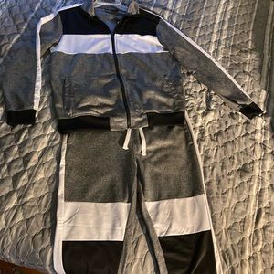 Matching Sweatsuit. Black/White/Grey Jacket and Sweatpants/Joggers